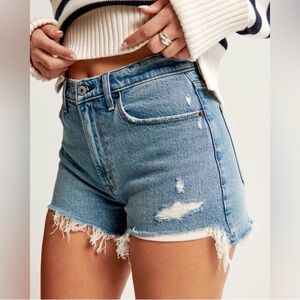 NEW Abercrombie & Fitch The Mom Shorts High Rise Jean Denim Blue 12 31 NWT